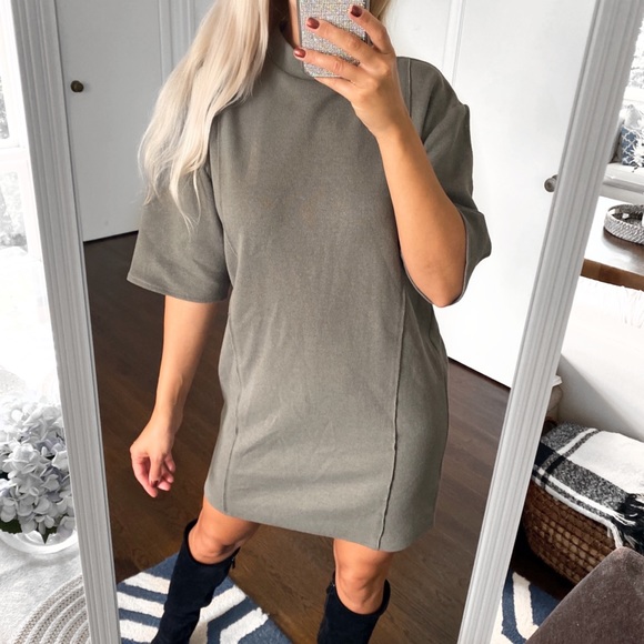 🍃 ZARA SAGE BASIC STITCHED BAGGY DRESS! - Picture 7 of 12